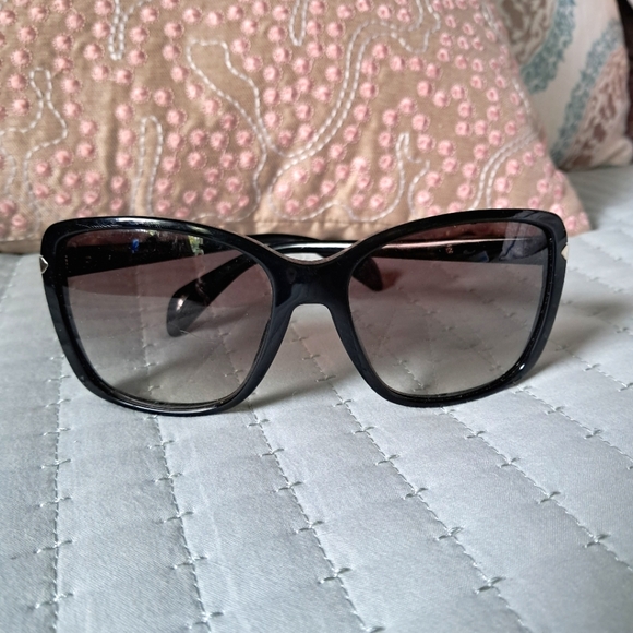 Prada Sunglasses SPR14P Ladies 1AB0A7 Black and Silver, Black Gray Gradient - Picture 1 of 12